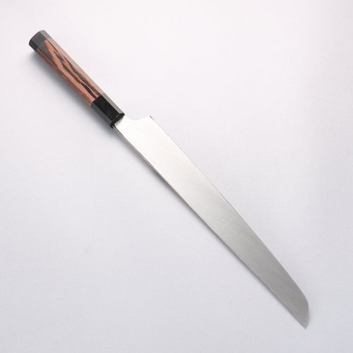堺 孝行 銀龍 本燒 瑞典鋼 鏡面處理 先丸柳刃 300mm 雞翅木（兩側帶水牛環型設計）握把 附刀鞘 - 清助刃物