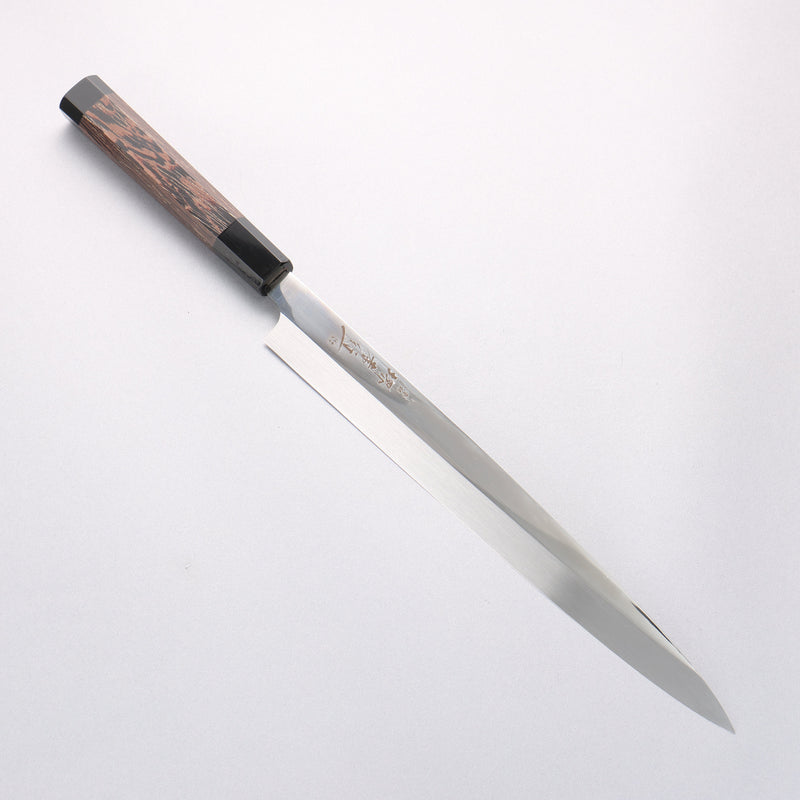 堺 孝行 銀龍 本燒 瑞典鋼 鏡面處理 柳刃 300mm 雞翅木（兩側帶水牛環型設計）握把 附刀鞘 - 清助刃物