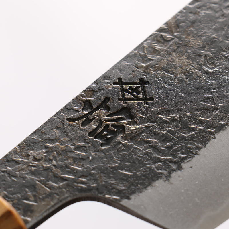 堺 孝行 焰紅蓮 青鋼二號 黑打 鎚目 菜切 180mm 燒櫟木 握把 - 清助刃物