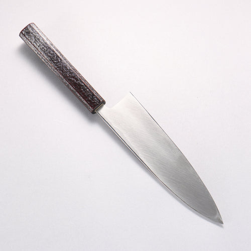 北岡 英雄 白鋼二號 大馬士革紋 身卸出刃 日本刀 195mm 櫟木黑銀漆塗 握把