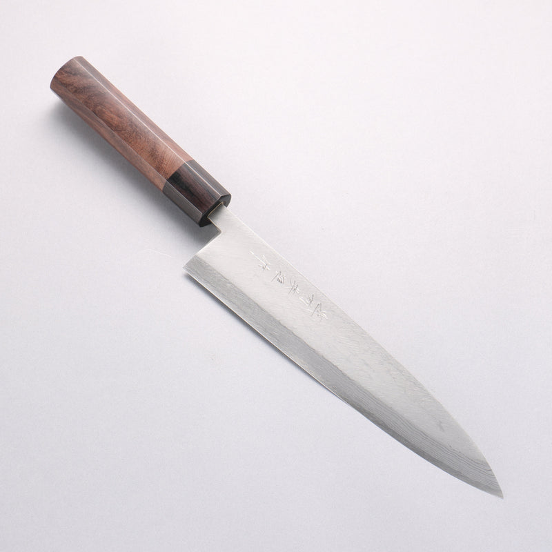 北岡 英雄 白鋼二號 大馬士革紋 身卸出刃 日本刀 240mm 紫檀木 握把