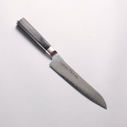 堺 孝行 青海波 Böhler SP 鋼 45層大馬士革紋 打磨處理 多用途小刀 150mm 黑合成木 握把 - 清助刃物