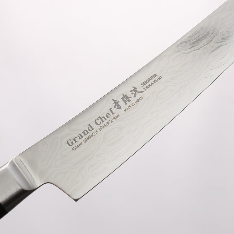 堺 孝行 青海波 Böhler SP 鋼 45層大馬士革紋 打磨處理 多用途小刀 150mm 黑合成木 握把 - 清助刃物