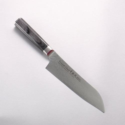 堺 孝行 青海波 Böhler SP 鋼 45層大馬士革紋 打磨處理 三德刀 180mm 黑合成木 握把 - 清助刃物