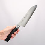 堺 孝行 青海波 Böhler SP 鋼 45層大馬士革紋 打磨處理 三德刀 180mm 黑合成木 握把 - 清助刃物