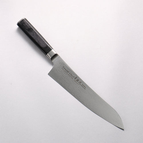 堺 孝行 青海波 Böhler SP 鋼 45層大馬士革紋 打磨處理 牛刀 210mm 黑合成木 握把 - 清助刃物