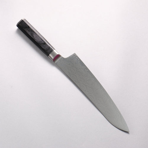 堺 孝行 青海波 Böhler SP 鋼 45層大馬士革紋 打磨處理 牛刀 210mm 黑合成木 握把 - 清助刃物