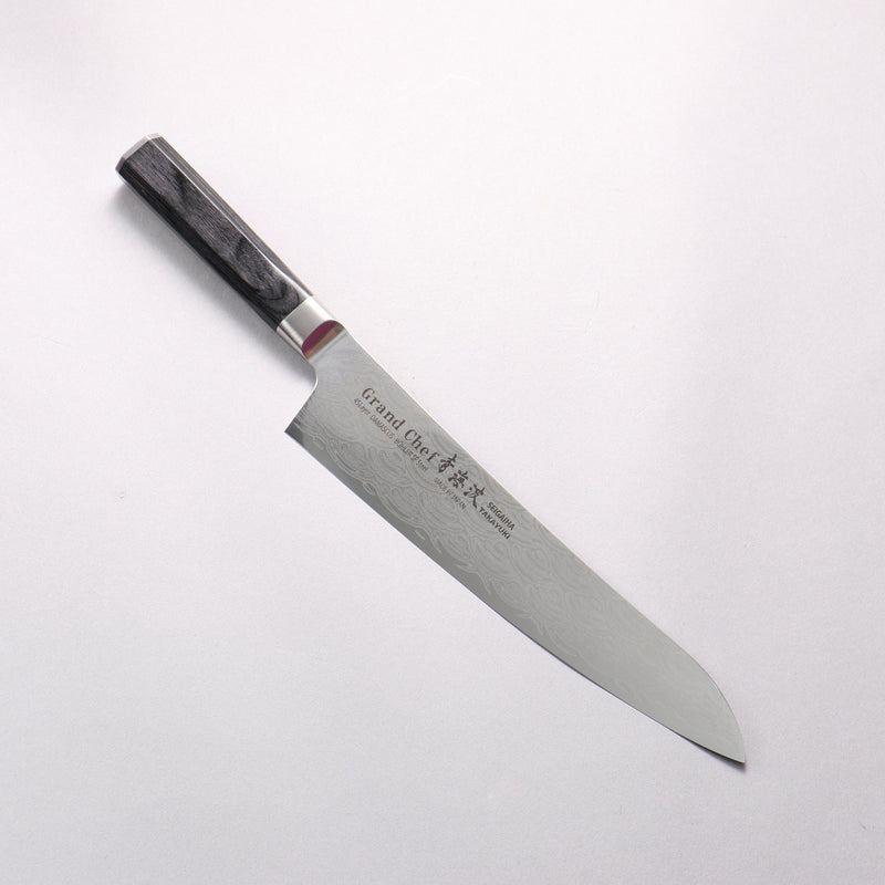 堺 孝行 青海波 Böhler SP 鋼 45層大馬士革紋 打磨處理 牛刀 240mm 黑合成木 握把 - 清助刃物