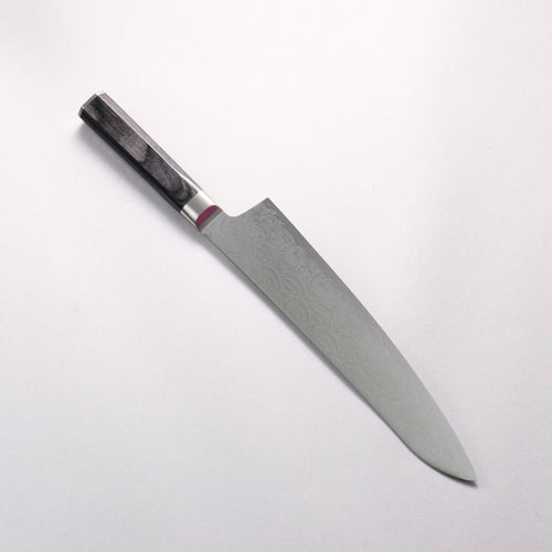 堺 孝行 青海波 Böhler SP 鋼 45層大馬士革紋 打磨處理 牛刀 240mm 黑合成木 握把 - 清助刃物
