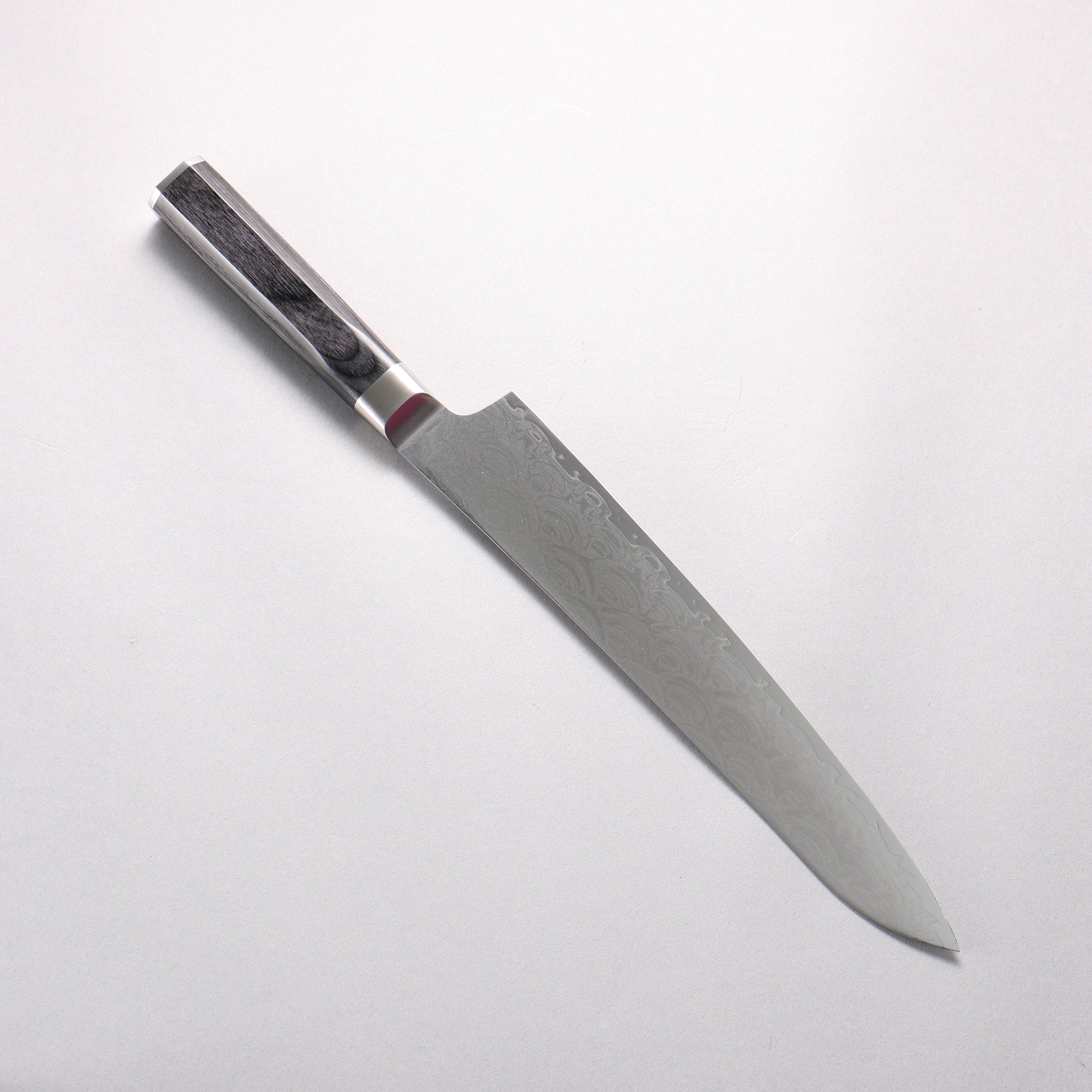 堺 孝行 青海波 Böhler SP 鋼 45層大馬士革紋 打磨處理 筋引 240mm 黑合成木 握把 - 清助刃物