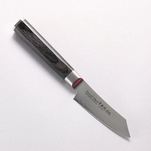 堺 孝行 青海波 Böhler SP 鋼 45層大馬士革紋 打磨處理 劍型削皮刀 80mm 黑合成木 握把 - 清助刃物