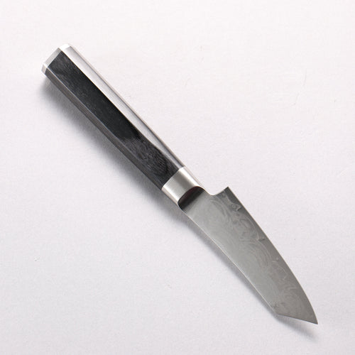 堺 孝行 青海波 Böhler SP 鋼 45層大馬士革紋 打磨處理 劍型削皮刀 80mm 黑合成木 握把 - 清助刃物