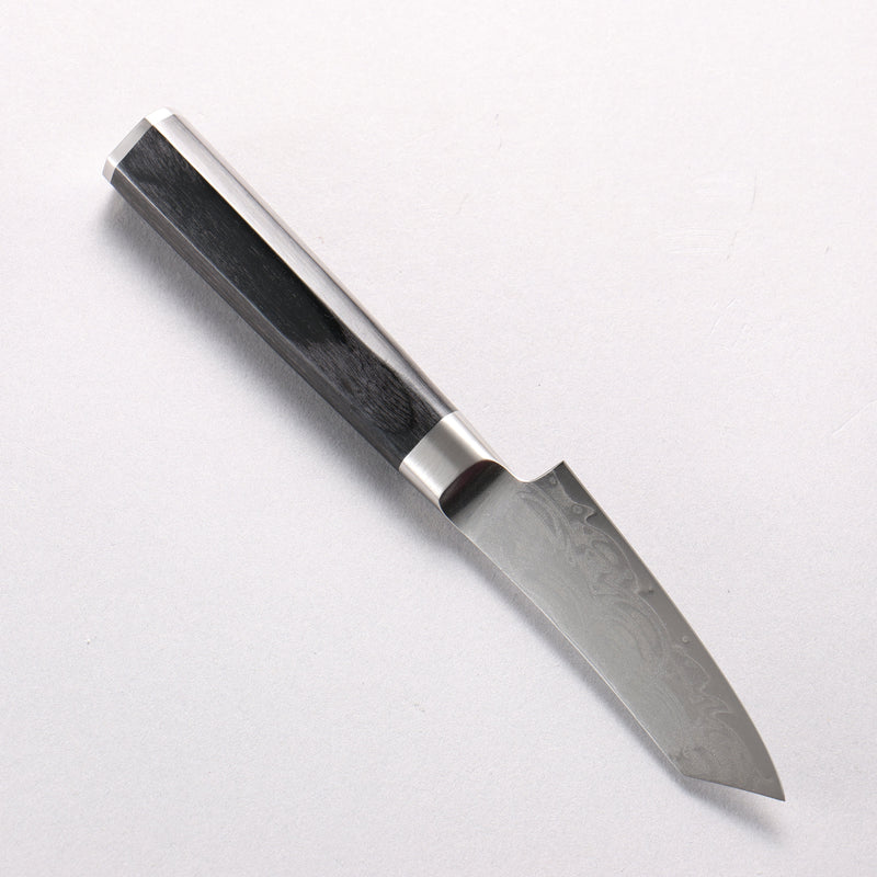 堺 孝行 青海波 Böhler SP 鋼 45層大馬士革紋 打磨處理 劍型削皮刀 80mm 黑合成木 握把 - 清助刃物
