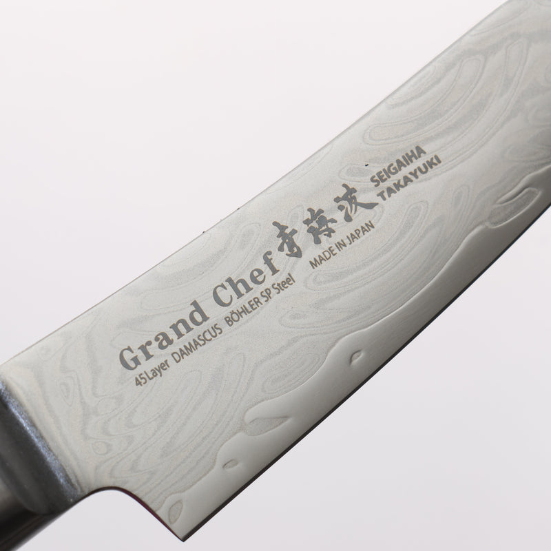 堺 孝行 青海波 Böhler SP 鋼 45層大馬士革紋 打磨處理 劍型削皮刀 80mm 黑合成木 握把 - 清助刃物