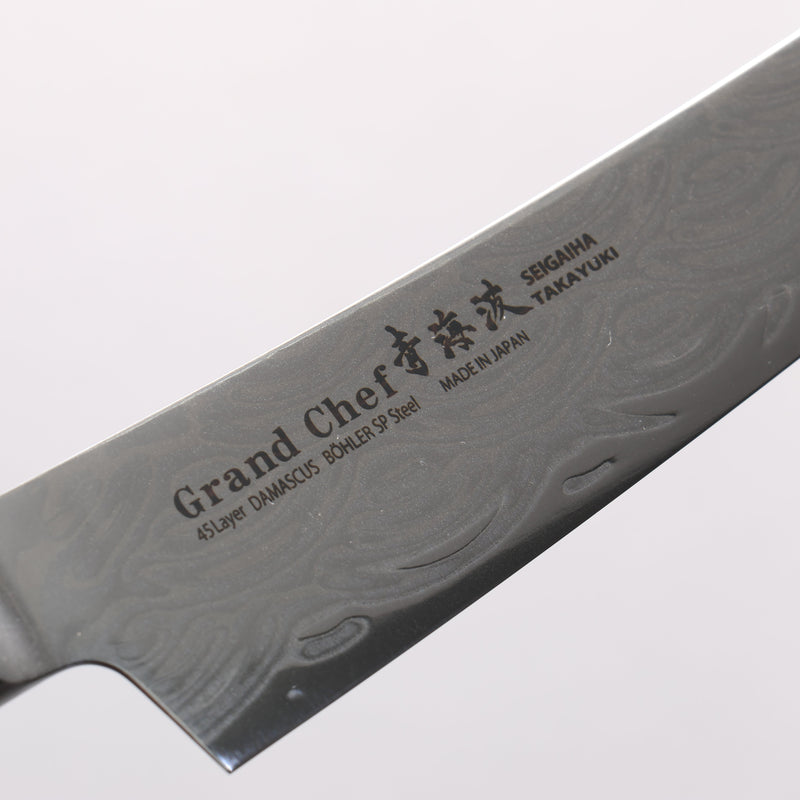堺 孝行 青海波 Böhler SP 鋼 45層大馬士革紋 打磨處理 劍型多用途小刀 150mm 黑合成木 握把 - 清助刃物