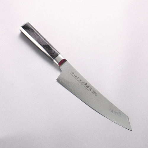 堺 孝行 青海波 Böhler SP 鋼 45層大馬士革紋 打磨處理 劍型牛刀 190mm 黑合成木 握把 - 清助刃物