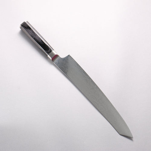 堺 孝行 青海波 Böhler SP 鋼 45層大馬士革紋 打磨處理 劍型筋引 240mm 黑合成木 握把 - 清助刃物
