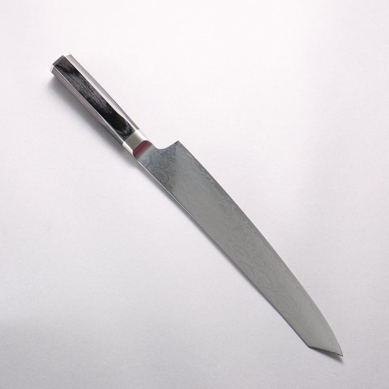 堺 孝行 青海波 Böhler SP 鋼 45層大馬士革紋 打磨處理 劍型筋引 240mm 黑合成木 握把 - 清助刃物