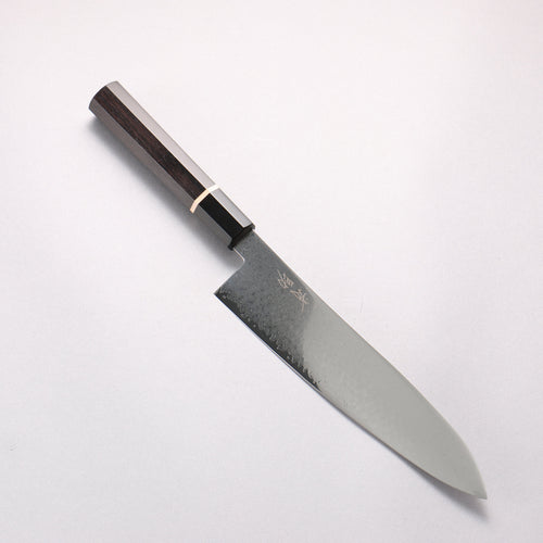 清助 VG10 33層大馬士革紋 牛刀 210mm 黑檀（帶白色環型設計） 握把 - 清助刃物