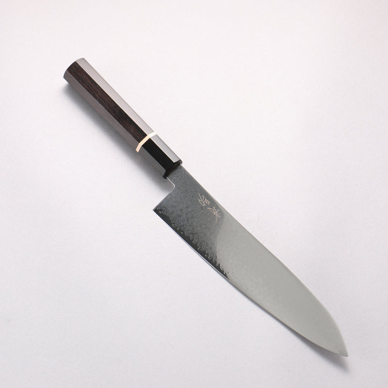 清助 VG10 33層大馬士革紋 牛刀 210mm 黑檀（帶白色環型設計） 握把 - 清助刃物