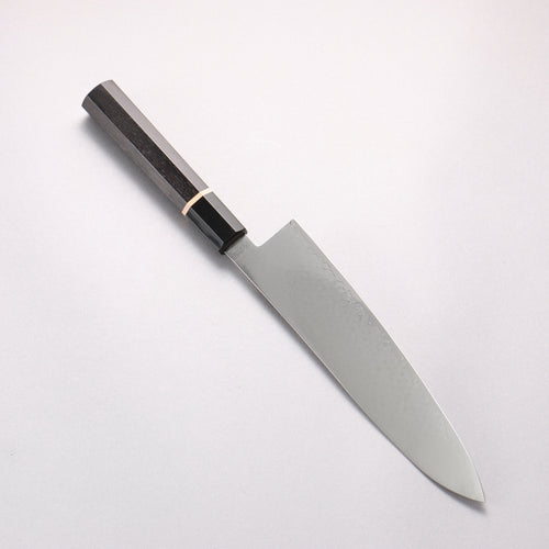 清助 VG10 33層大馬士革紋 牛刀 210mm 黑檀（帶白色環型設計） 握把 - 清助刃物