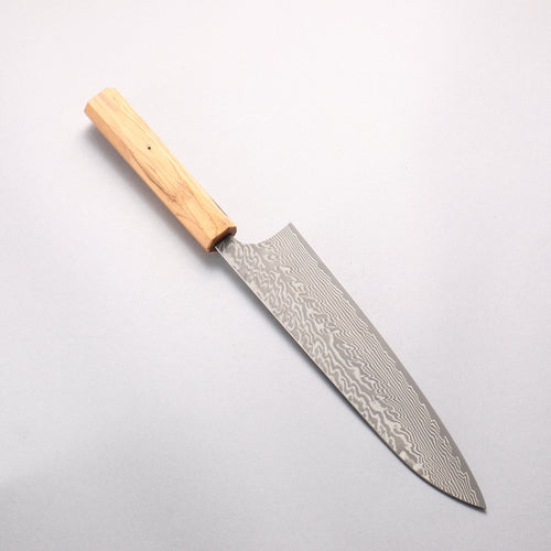 加藤 義實 SG2 黑色大馬士革紋 牛刀 210mm 橄欖和紅色樹脂 握把 - 清助刃物