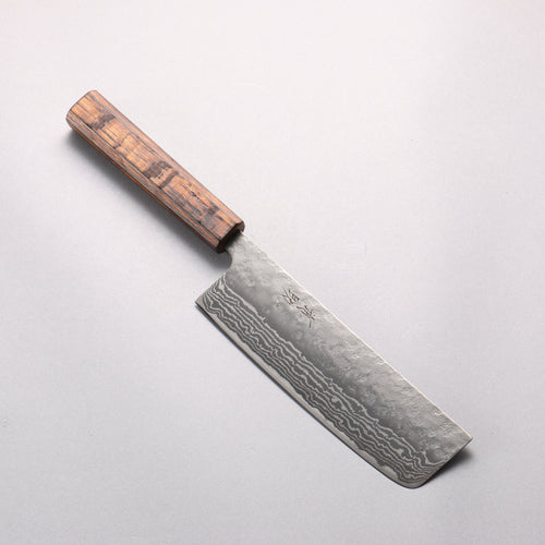 清助 不鏽鋼 440C 鎚目 大馬士革紋 菜切 165mm 橡木 握把 