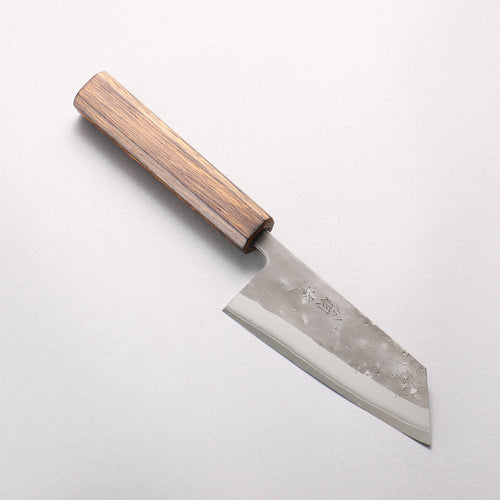 翁流 SLD 鋼 梨地 小文化刀 125mm 橡木　（煤炭煙黑） 握把 