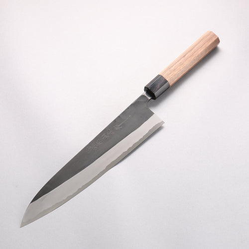 山本 直 安來青鋼 黑打 牛刀 240mm 核桃木 握把 - 清助刃物