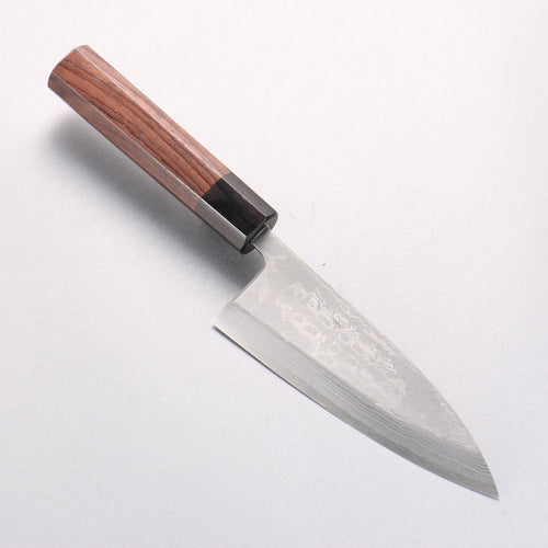 北岡 英雄 青鋼二號 大馬士革紋 出刃 150mm 紫檀木 握把 - 清助刃物