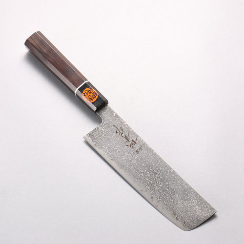 田中 誠貴 羽々斬 SG2 大馬士革紋 菜切 165mm 黑檀　(口輪：黑水牛角) 握把