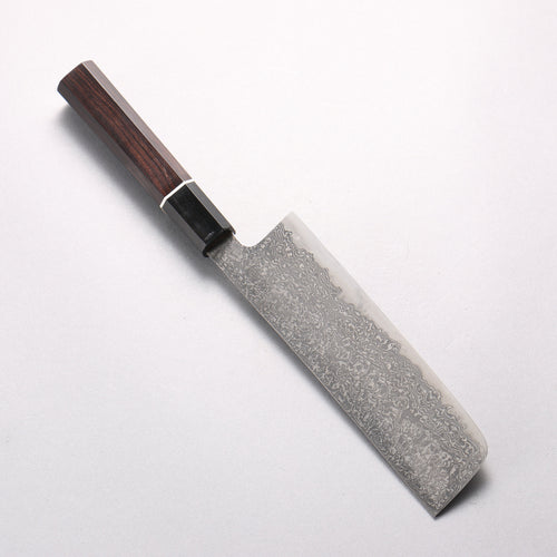 田中 誠貴 羽々斬 SG2 大馬士革紋 菜切 165mm 黑檀　(口輪：黑水牛角) 握把