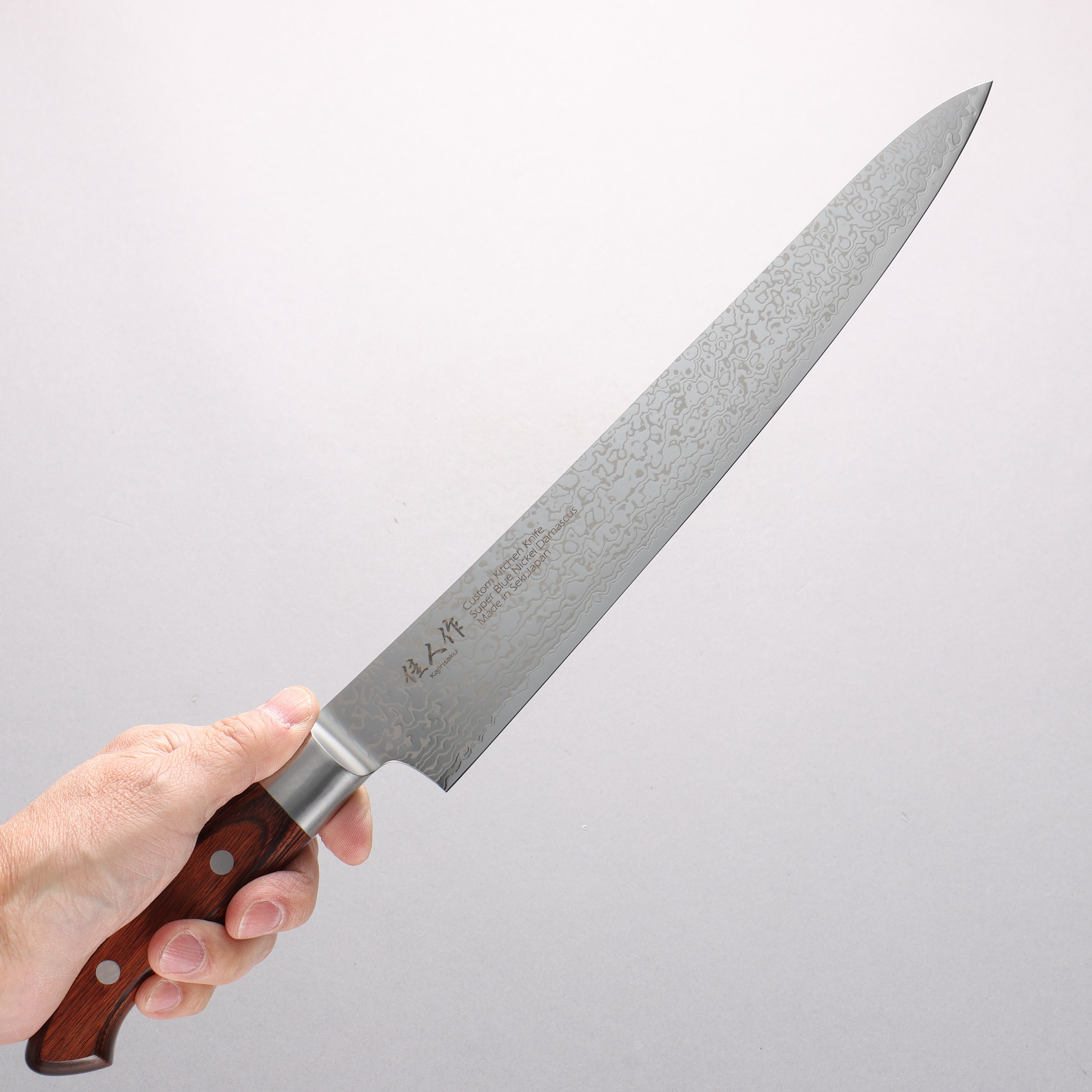 佳人 超級青鋼 大馬士革紋 筋引 270mm 桃花心木 握把 - 清助刃物