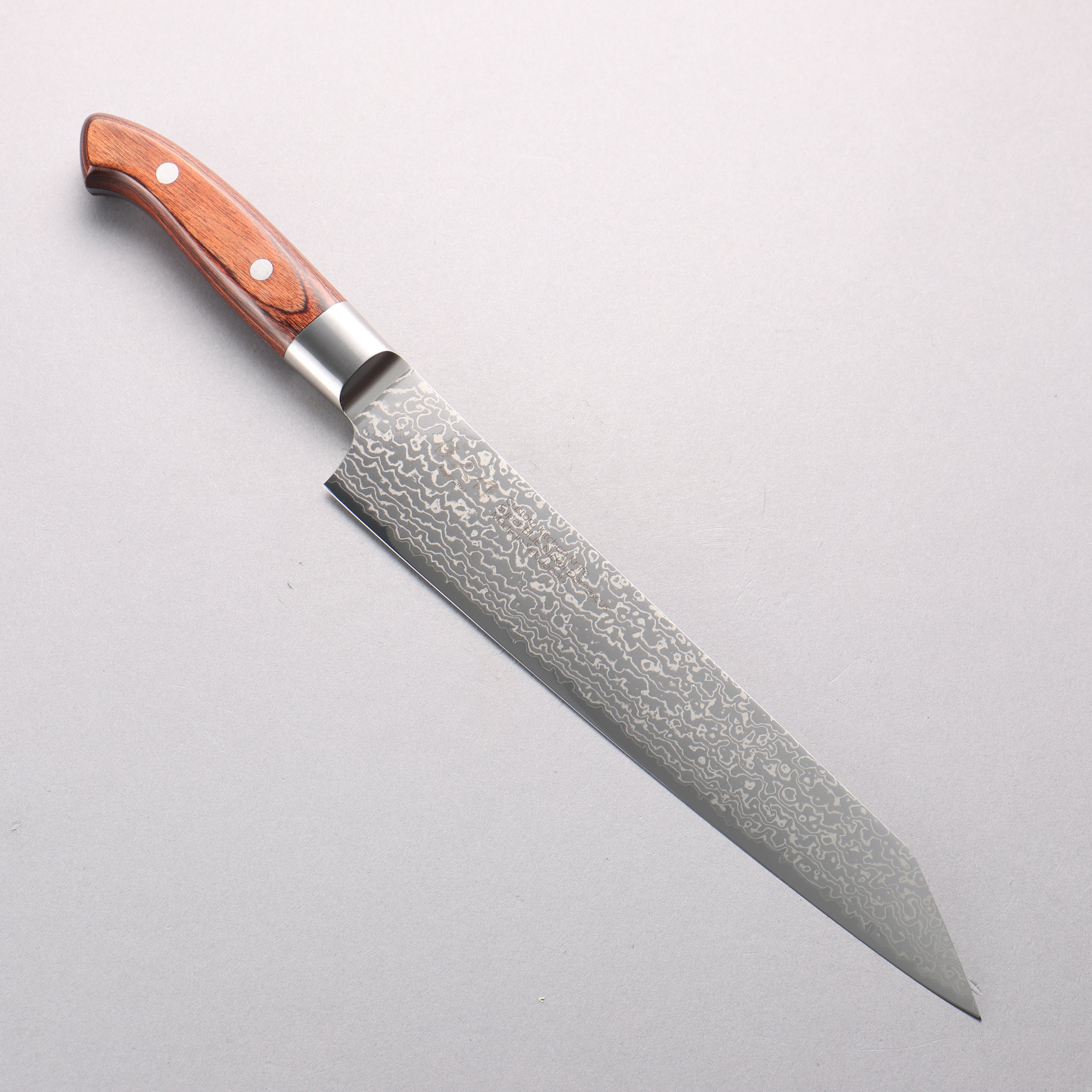 佳人 超級青鋼 大馬士革紋 切付筋引 240mm 桃花心木 握把 - 清助刃物