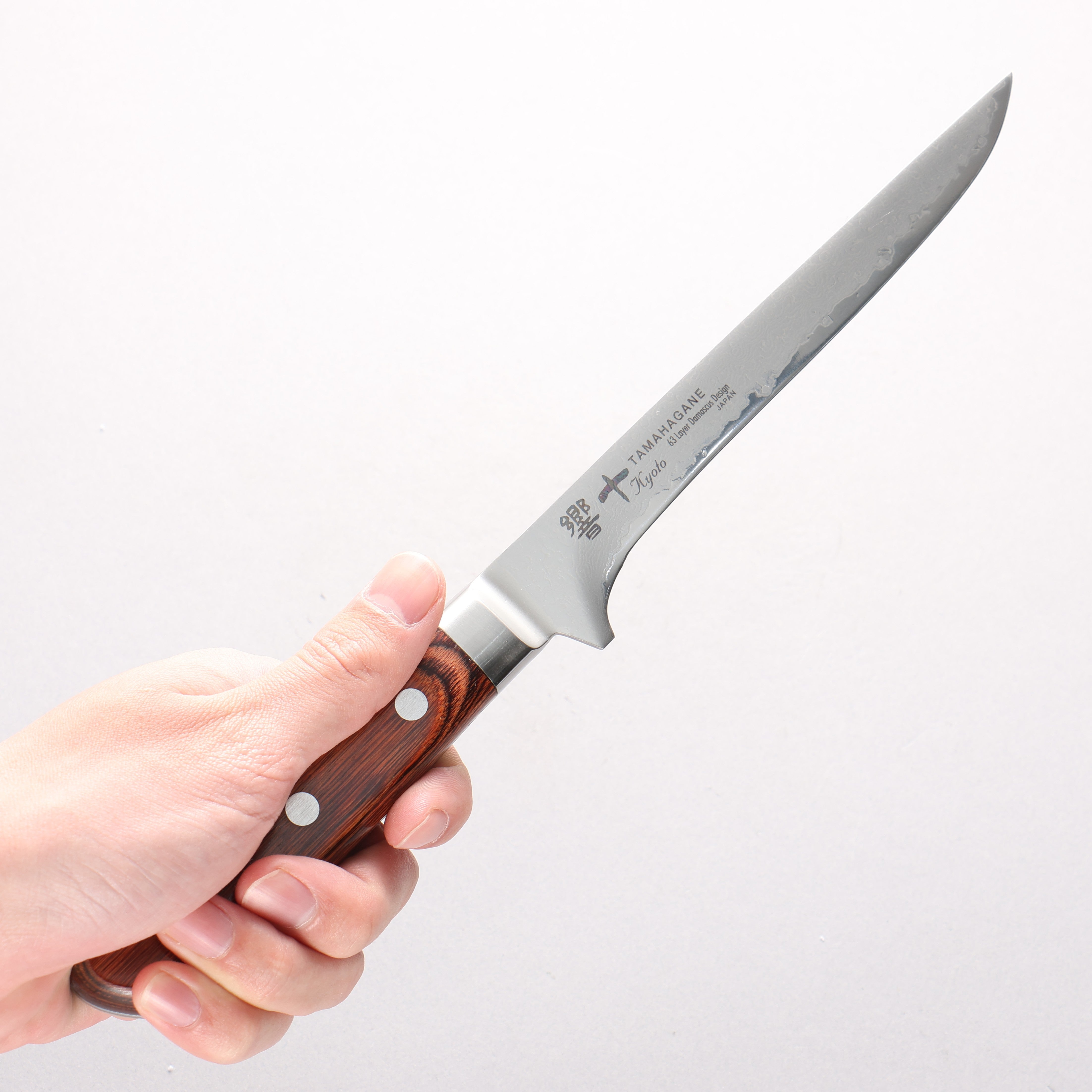 玉鋼 響十 63層 大馬士革紋 剔骨刀 160mm KP-1119 - 清助刃物