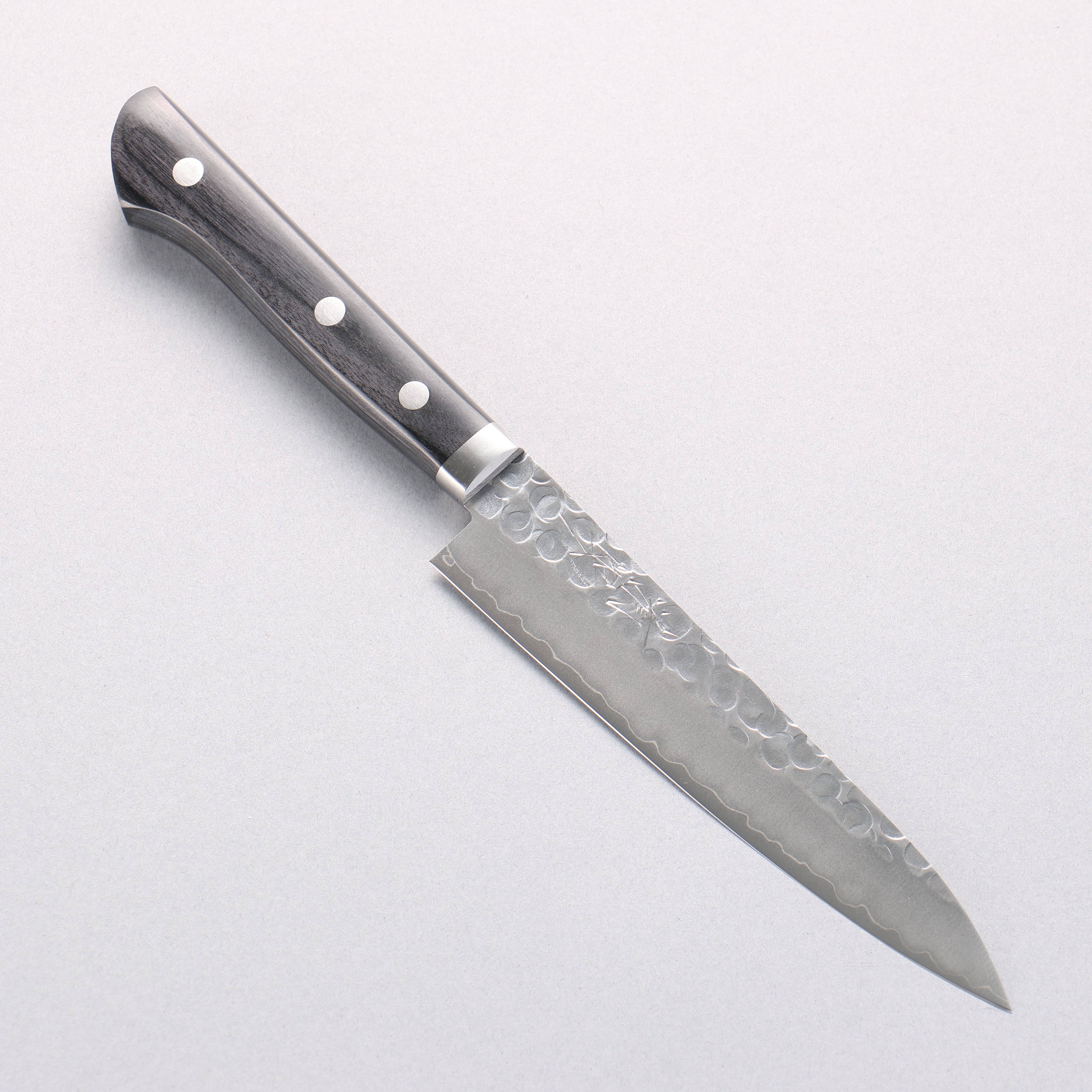 清助 VG1 鎚目 打磨處理 多用途小刀 135mm 黑合成木 握把 - 清助刃物