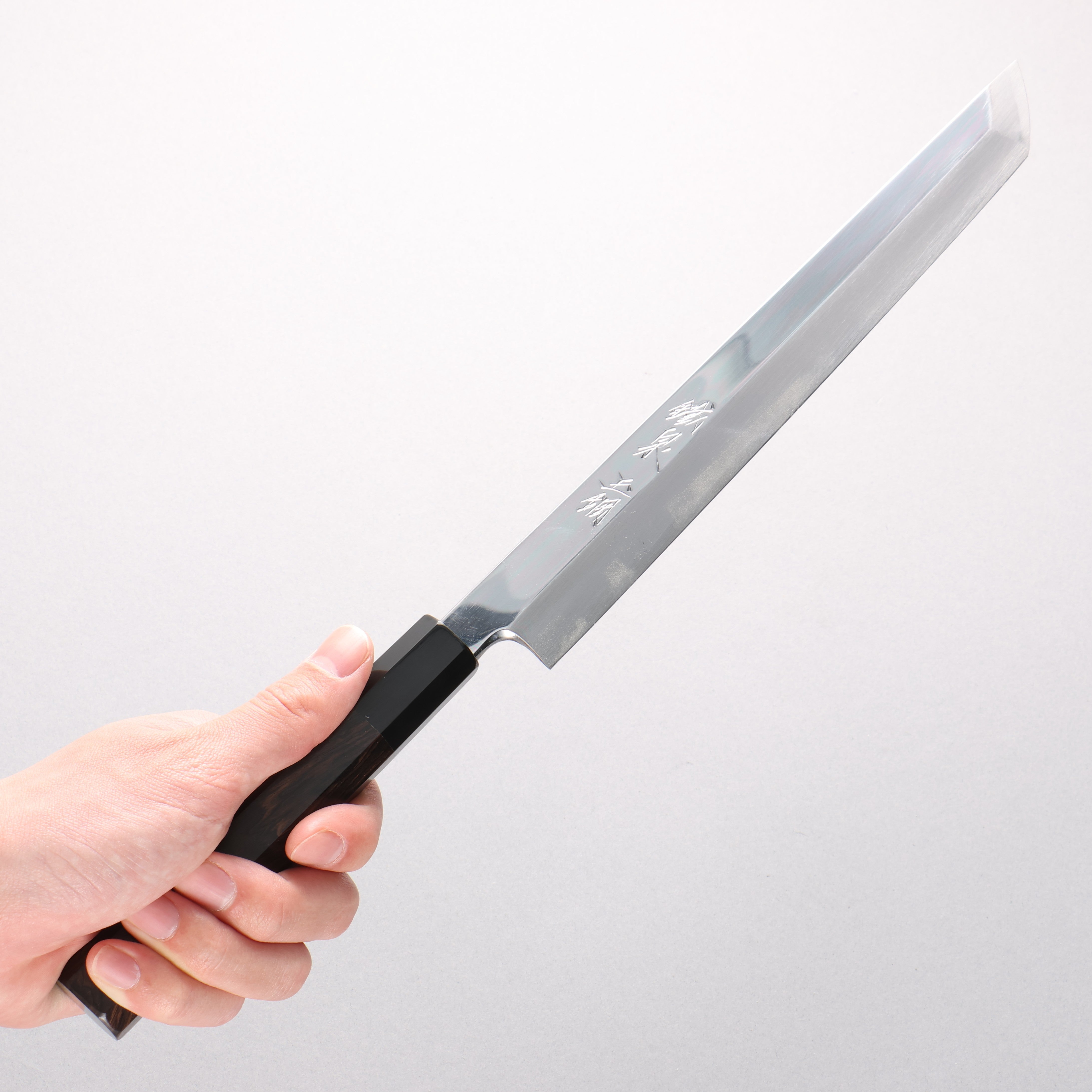 鐵泉 田中作 Tamahagane 先丸柳刃 240mm 黑檀 握把 附刀鞘 - 清助刃物