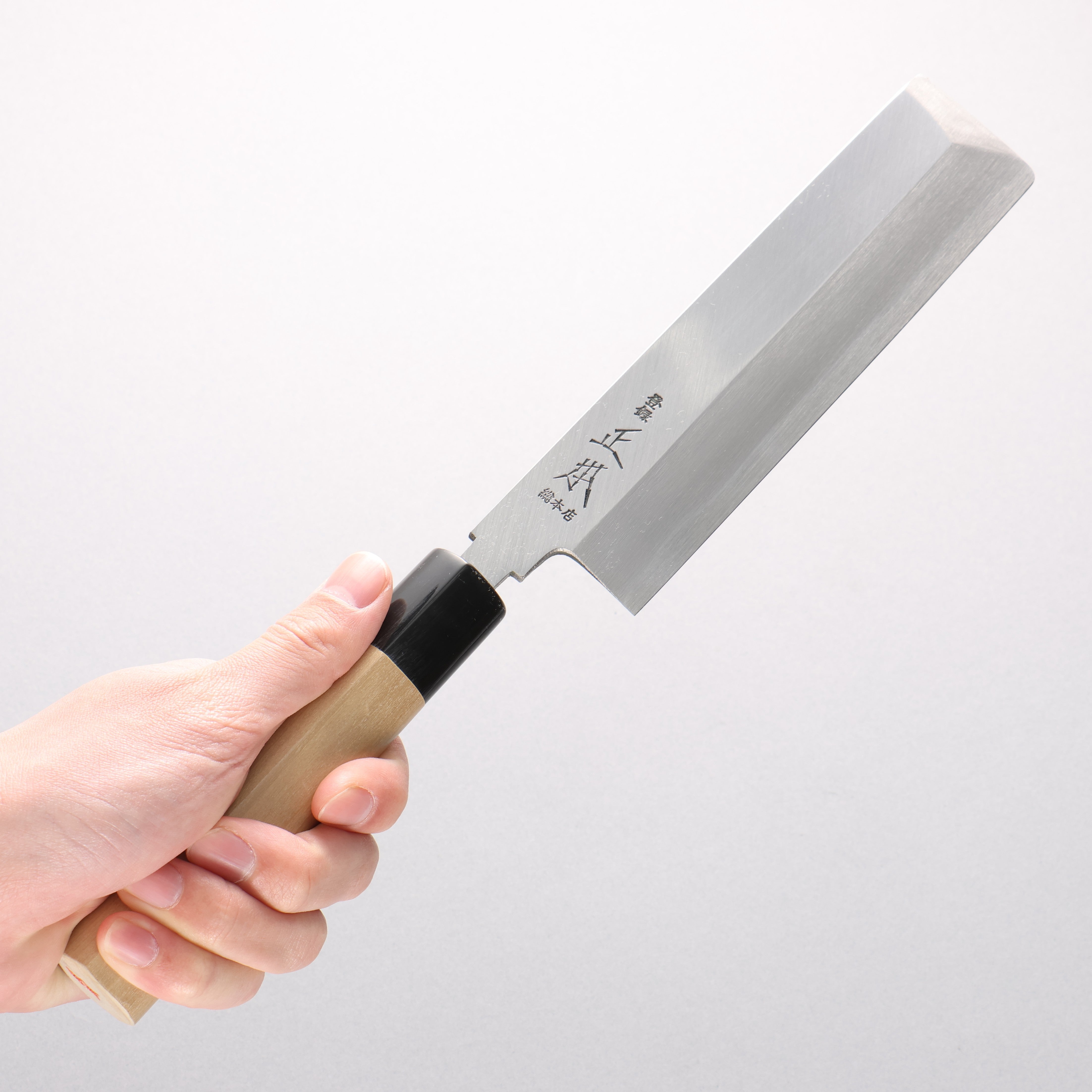 正本總本店本霞白鋼二號角型薄刃180mm 木蘭握把