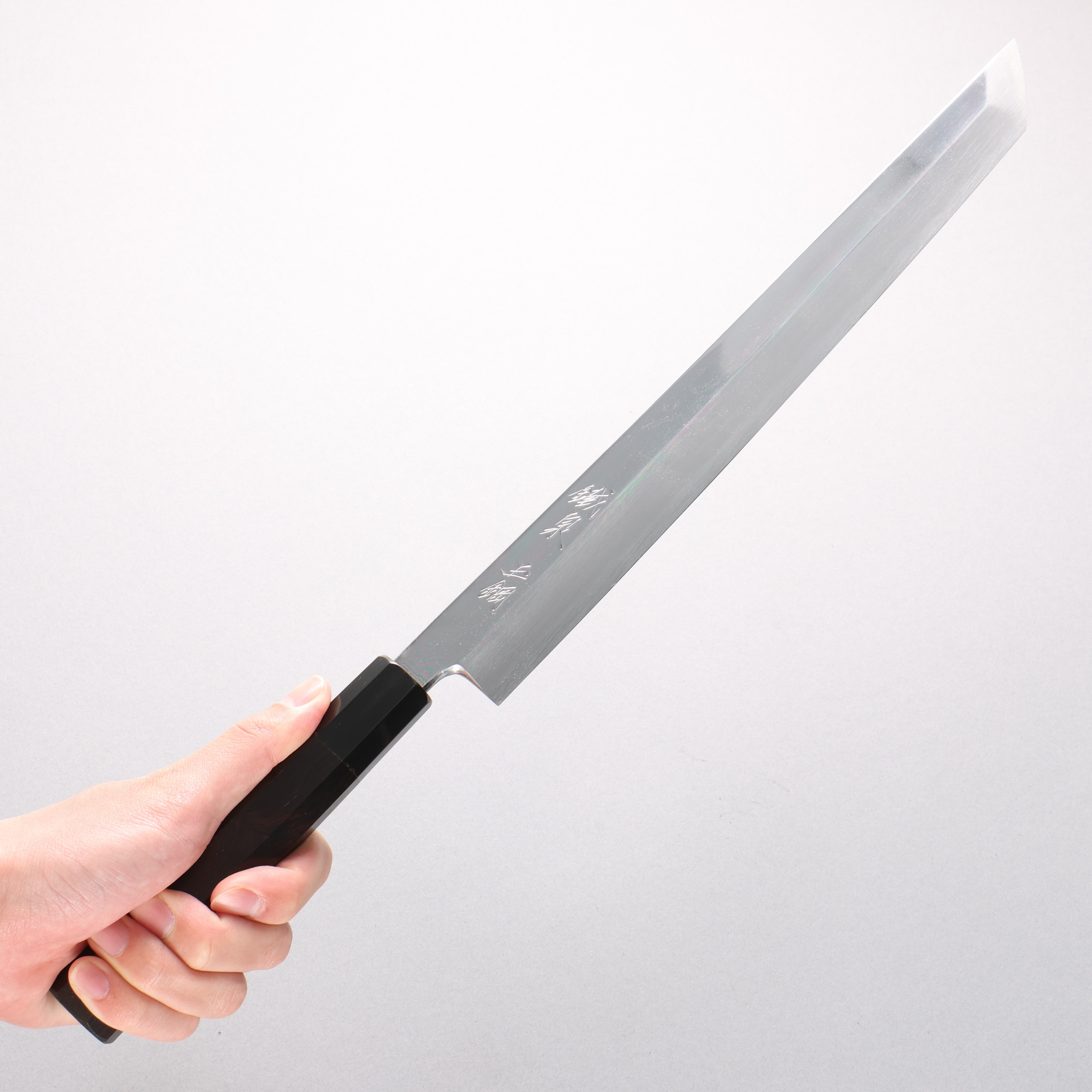 鐵泉 田中作 Tamahagane 先丸柳刃 300mm 黑檀 握把 附刀鞘 - 清助刃物