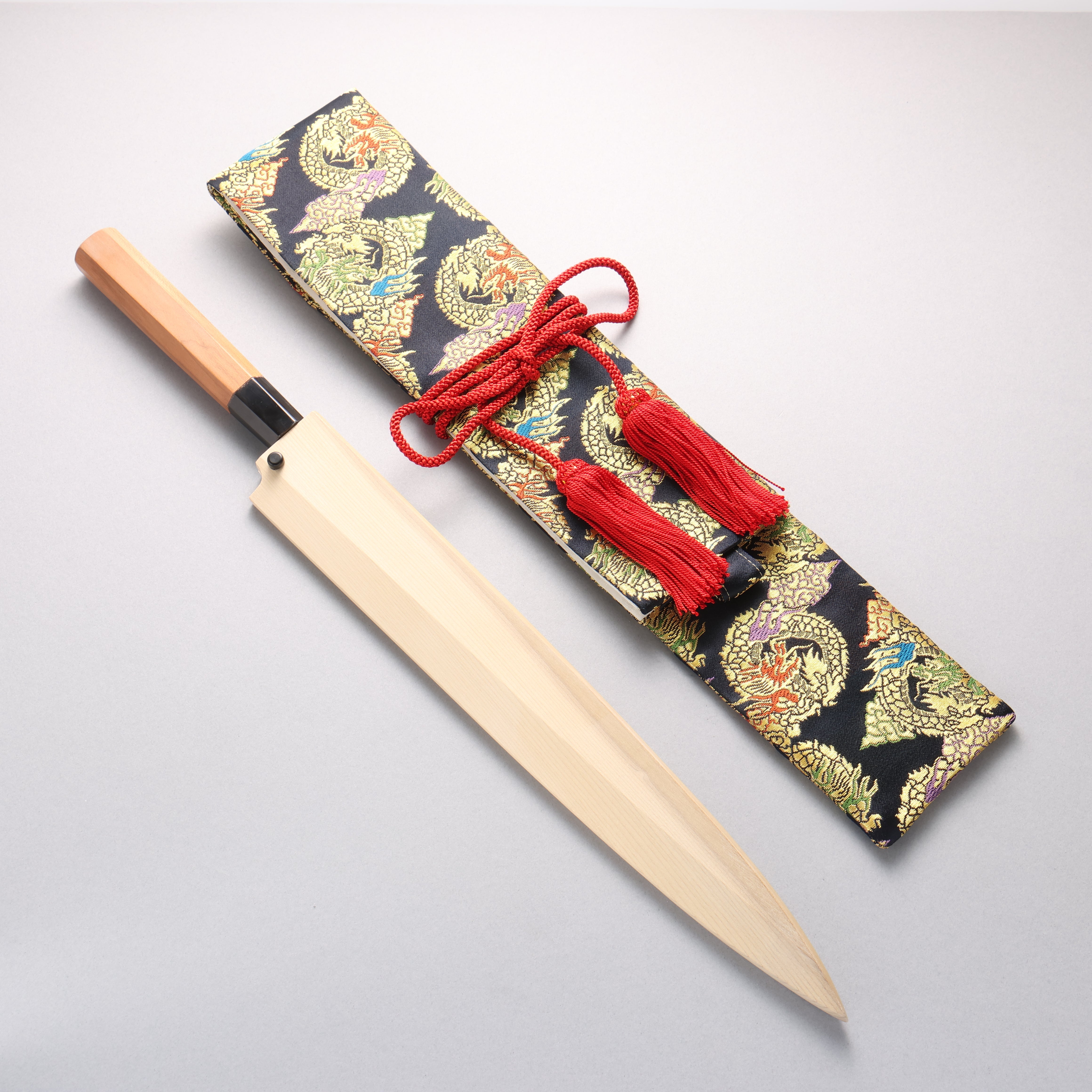 鐵泉田中作玉鋼柳刃315mm 山櫻握把附刀鞘
