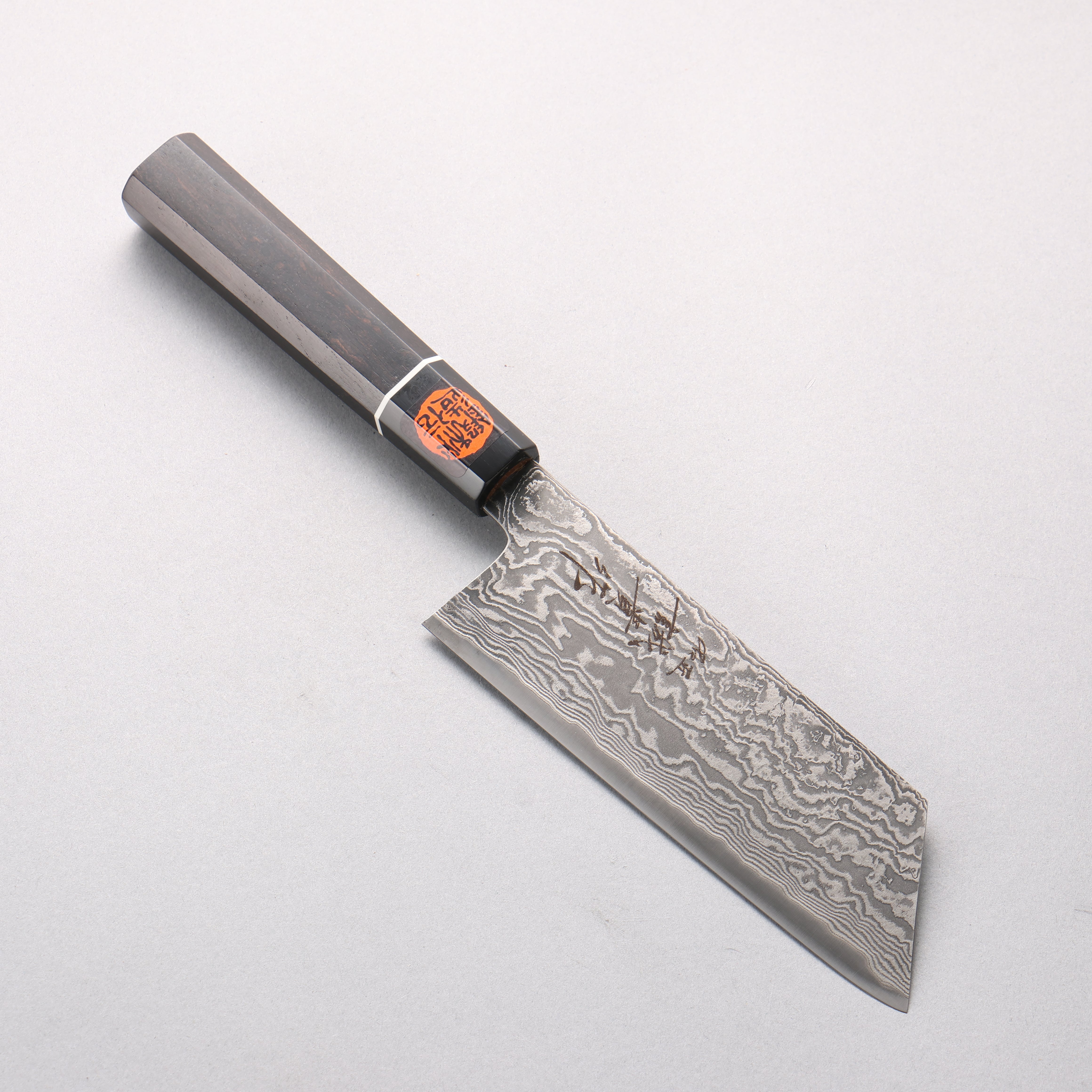 田中 誠貴 羽々斬 SG2 大馬士革紋 菜切 165mm 黑檀 (口輪：黑水牛角) 握把 - 清助刃物