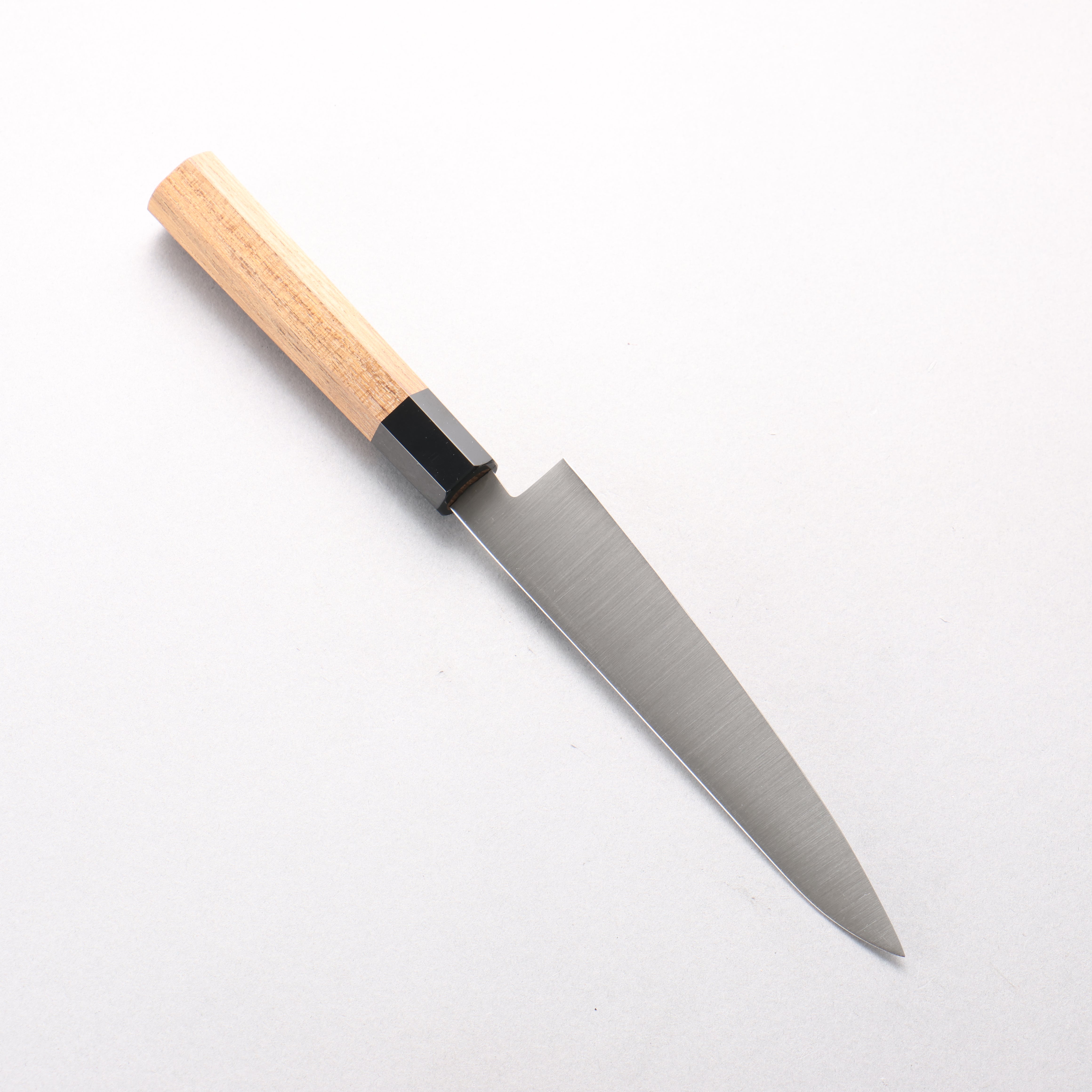 清助 不鏽鋼 多用途小刀 150mm 柚木 (口輪：黑塑膠) 握把 - 清助刃物