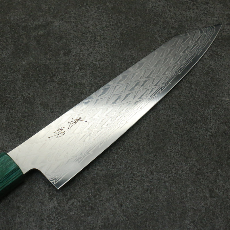 清助 AUS10 鏡面菱格紋 切付牛刀 日本刀 210mm 黑合成木 握把 - 清助刃物