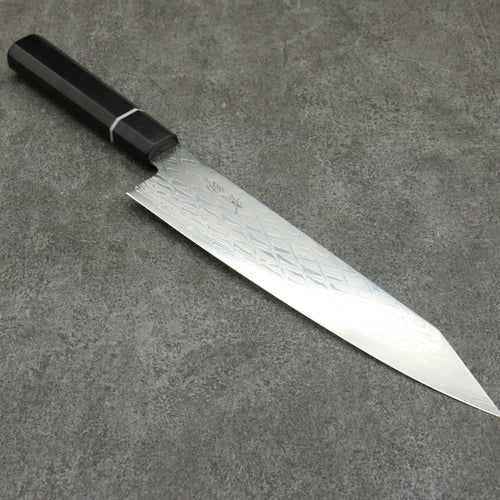 清助 AUS10 鏡面菱格紋 切付牛刀 日本刀 210mm 黑合成木 握把 - 清助刃物