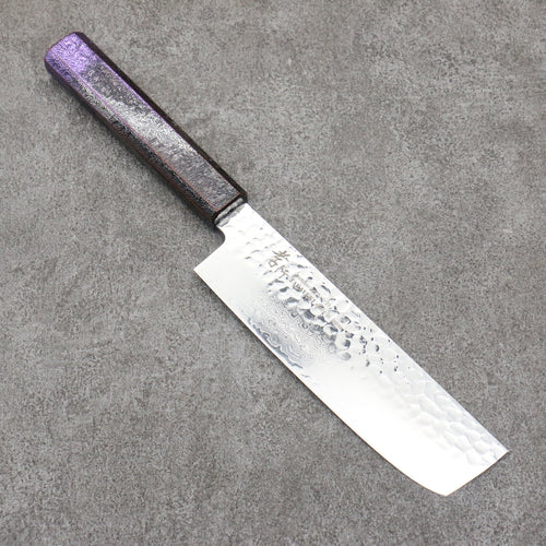 堺 孝行 琳凰 VG10 33層 大馬士革紋 菜切 日本刀 160mm 紫色漆塗 握把 - 清助刃物