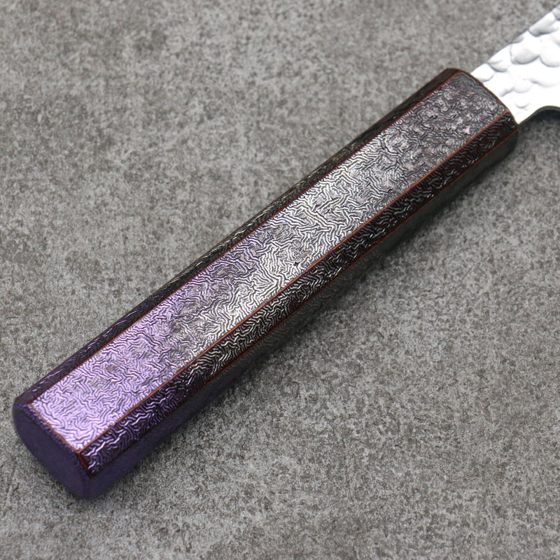 堺 孝行 琳凰 VG10 33層 大馬士革紋 多用途小刀 日本刀 180mm 紫色漆塗 握把 - 清助刃物