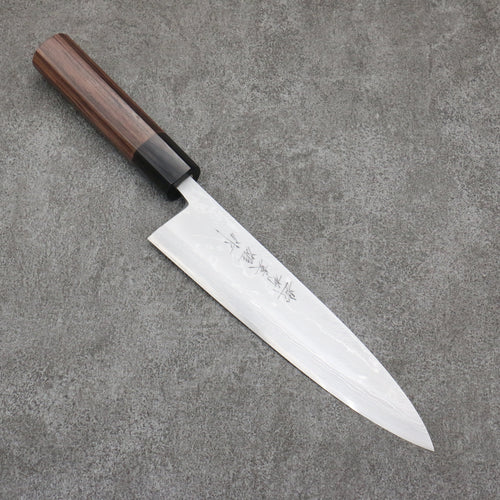 北岡 英雄 白鋼二號 大馬士革紋 身卸出刃 日本刀 210mm 紫檀木 握把 - 清助刃物
