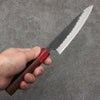 山本 直 青鋼 黑打 多用途小刀 日本刀 135mm 紫檀木（口輪：紅合成木） 握把 - 清助刃物
