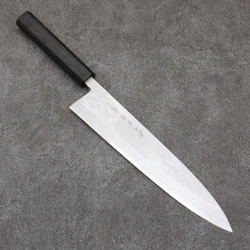 北岡 英雄 白鋼二號 大馬士革紋 身卸出刃 日本刀 240mm 黑色和紙捲 握把 - 清助刃物