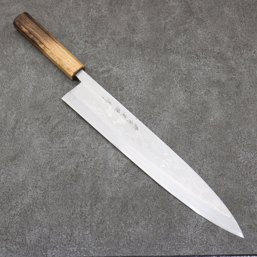 北岡 英雄 白鋼二號 大馬士革紋 身卸出刃 日本刀 300mm 燒櫟木 握把 - 清助刃物